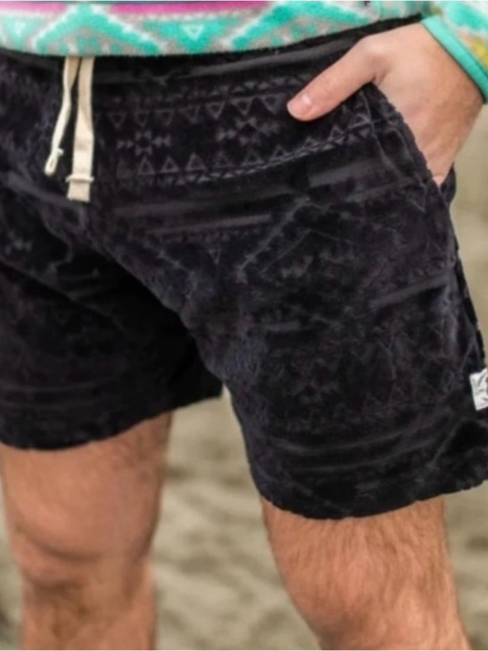 Chubbies The Crop Circles Velour Black Loungewear Aztec Print Shorts Sz medium M